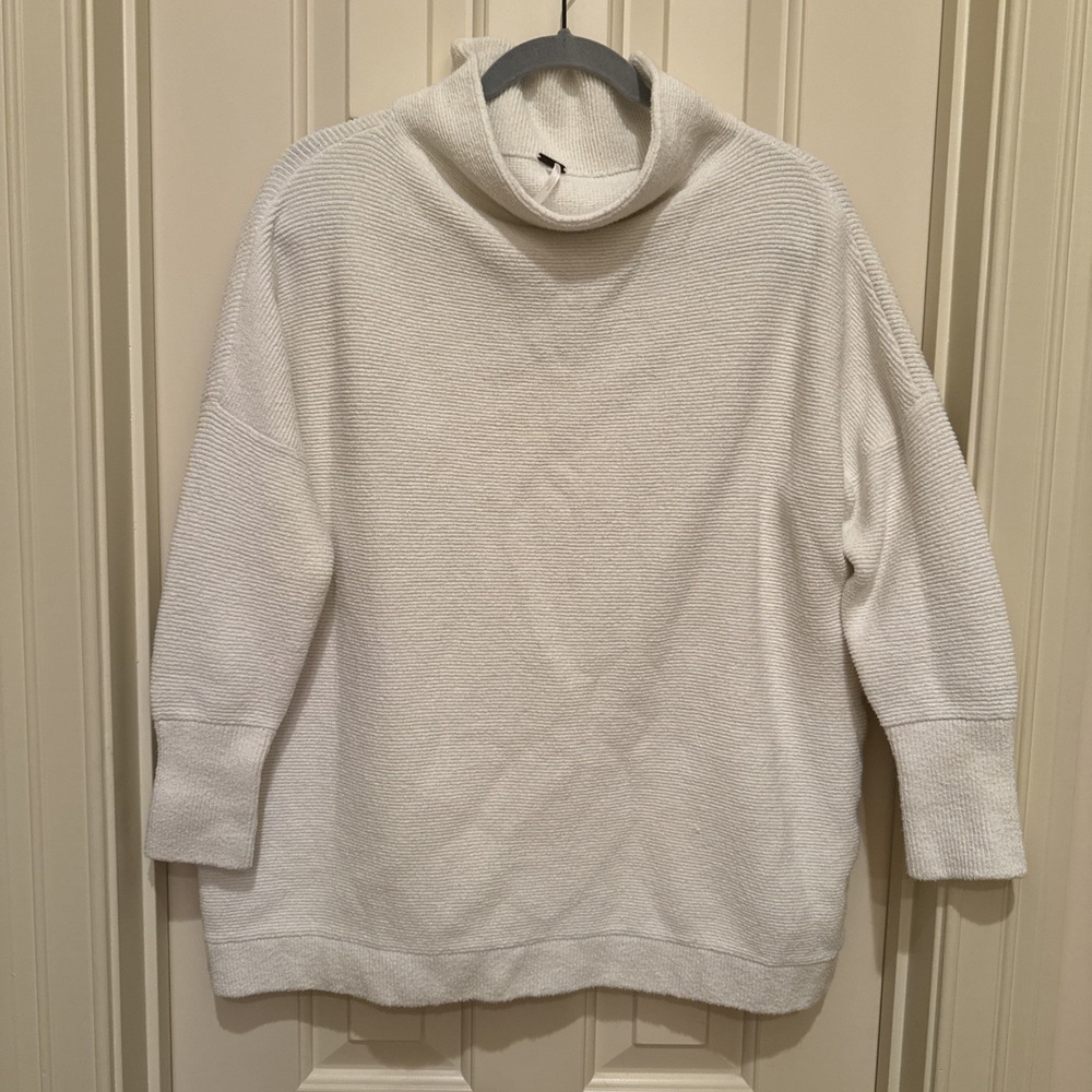 Free People Size S Ottoman Slouchy Tunic Sweater Top Ivory Cream White Oversized